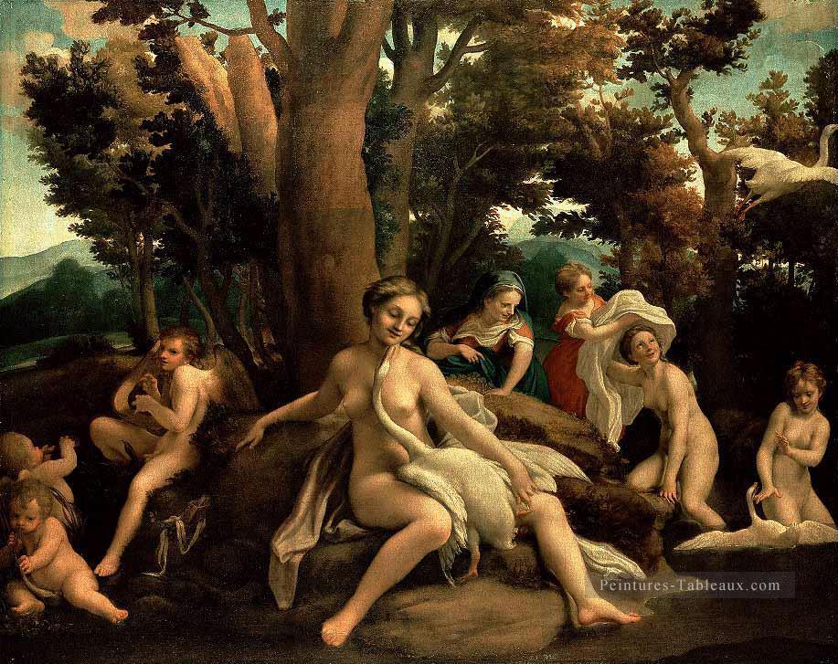 Leda avec le cygne Renaissance maniérisme Antonio da Correggio Peintures à l'huile